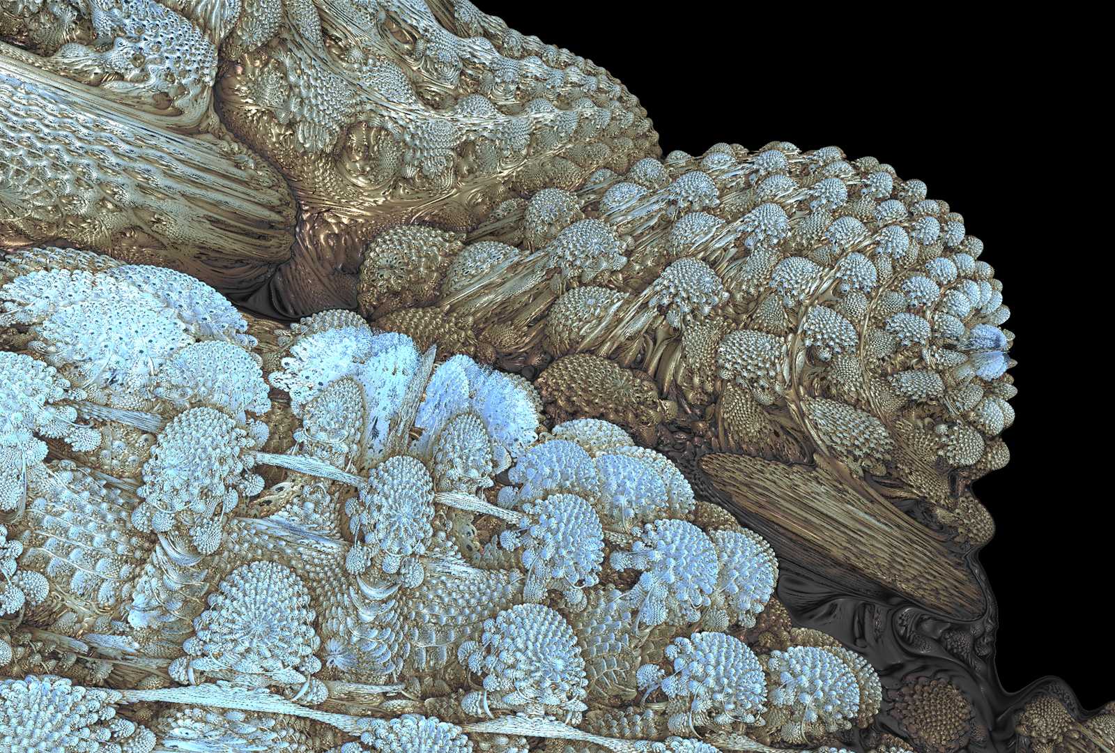 Mandelbulb in Blue and Gold (Side View)