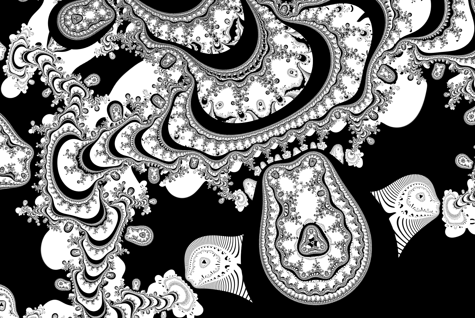 Ghostly black and white speckly fractal.