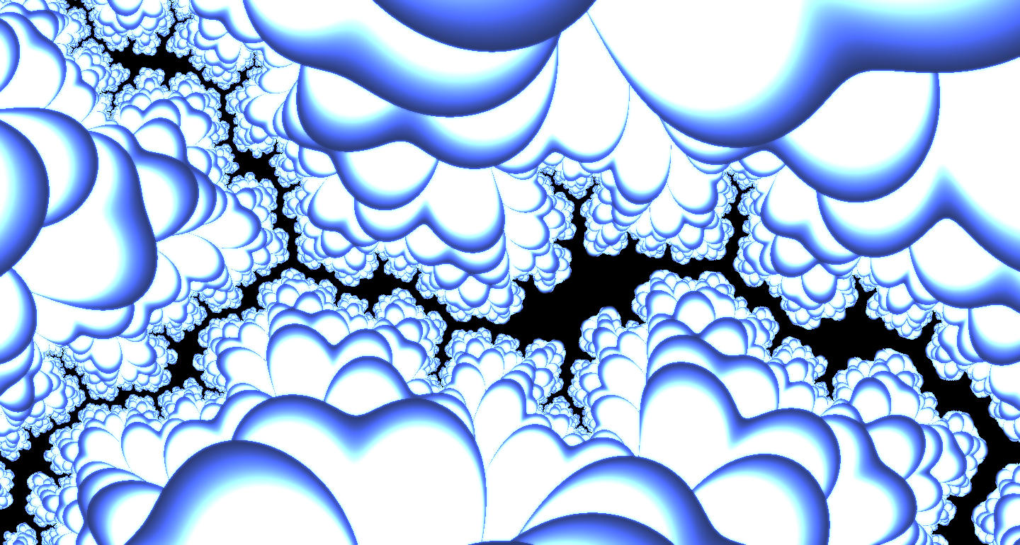 Lumpy blobby fractal with a black lightning bolt horizontally through the middle.